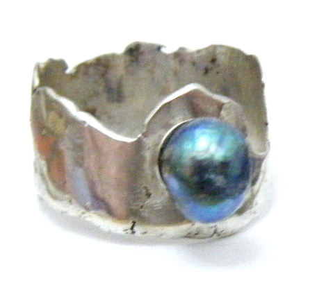 Blue Vietnam Akoya Pearl Asymetric Ring